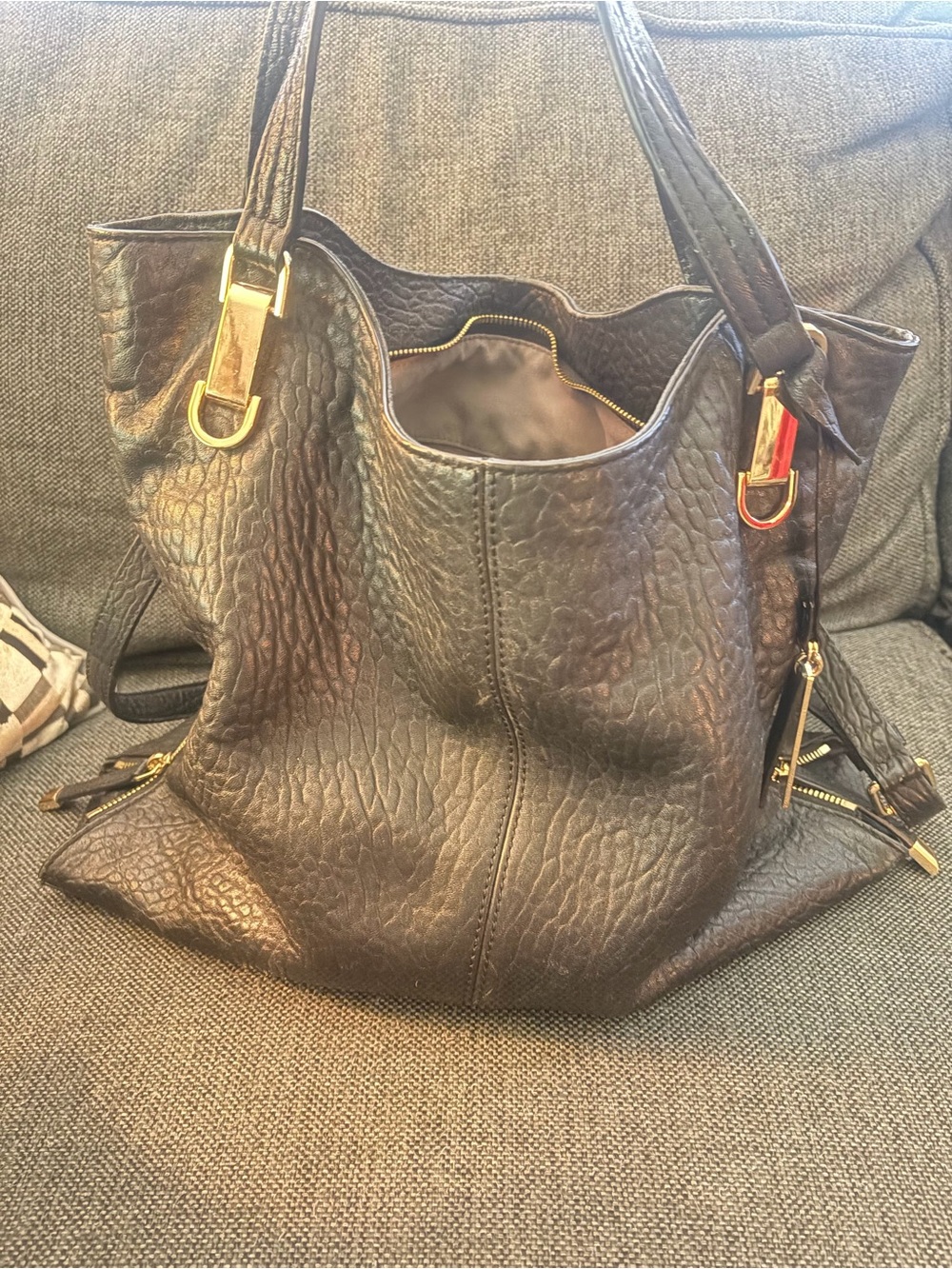 Vince Camuto Black Leather Tote Bag
